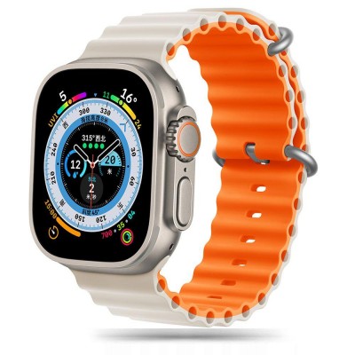 TECH PROTECT Λουράκι Σιλικόνης ICONBAND PRO για APPLE WATCH 4 / 5 / 6 / 7 / 8 / SE / ULTRA (42 / 44 / 45 / 49 MM) - STARLIGHT/ΠΟΡΤΟΚΑΛΙ