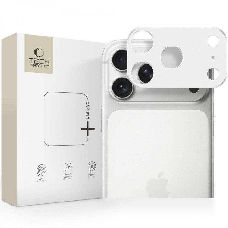 TECH PROTECT CAMALLOY FIT+ Προστατευτικό πλαίσιο Αλοθμινίου καμερών FULLCAM PRO+ 9H για CAMERA LENS Αpple iPhone 17 PRO 6.3 5G 2025 - Ασημί 