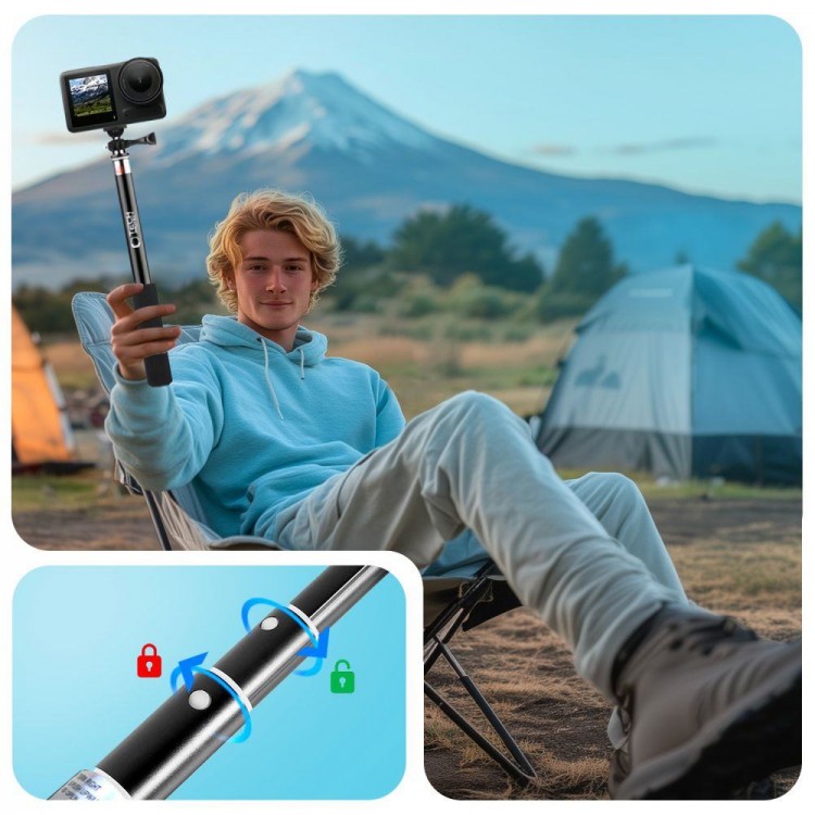 TECH PROTECT STICK MONOPOD GA100 for GOPRO / DJI - ΜΑΥΡΟ