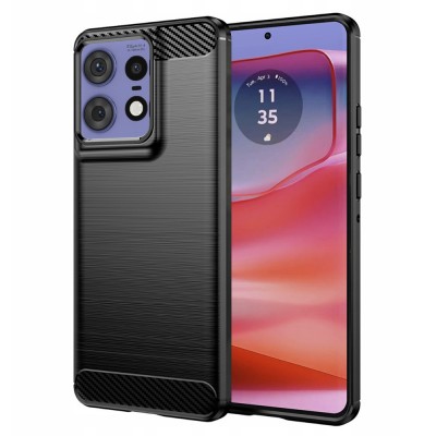 Θήκη TECH PROTECT CARBON Silicone για MOTOROLA MOTO Edge 50 Pro - ΜΑΥΡΟ