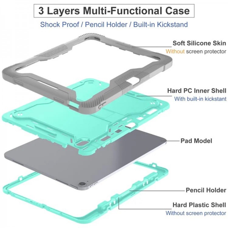 Θήκη TECH PROTECT Rugged TabShell ARMOR με Προστασία Οθόνης και Βάση για SAMSUNG GALAXY Tab S10 FE Plus - ΜΑΥΡΟ 