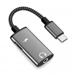 TECH PROTECT Techsuit 2σε1 Μετατροπέας Ήχου (AC22) Type-C σε Type-C/Jack 3.5mm με Γρήγορη Φόρτιση, DAC Chip, Hi-Fi Sound - ΓΚΡΙ