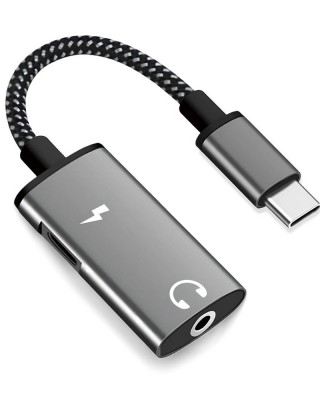 TECH PROTECT Techsuit 2σε1 Μετατροπέας Ήχου (AC22) Type-C σε Type-C/Jack 3.5mm με Γρήγορη Φόρτιση, DAC Chip, Hi-Fi Sound - ΓΚΡΙ