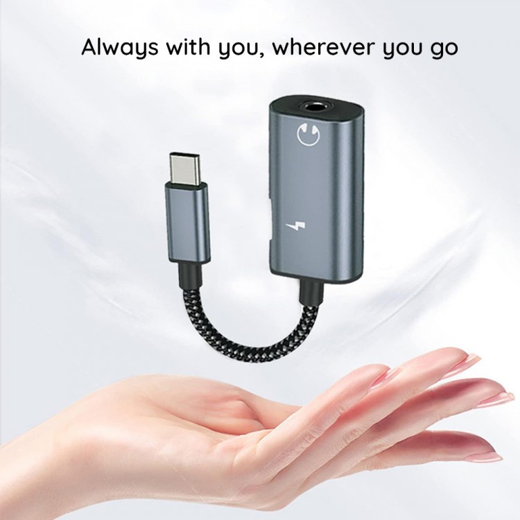 TECH PROTECT Techsuit 2σε1 Μετατροπέας Ήχου (AC22) Type-C σε Type-C/Jack 3.5mm με Γρήγορη Φόρτιση, DAC Chip, Hi-Fi Sound - ΓΚΡΙ