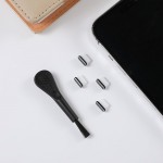 Techsuit PortShieldX Αλουμινίου/Σιλικόνης κάλυμμα θύρας Type-C για σκόνη , για καθημερινή προστασία, με βουρτσάκι , (4 τεμ.) - Μαύρο - AD1
