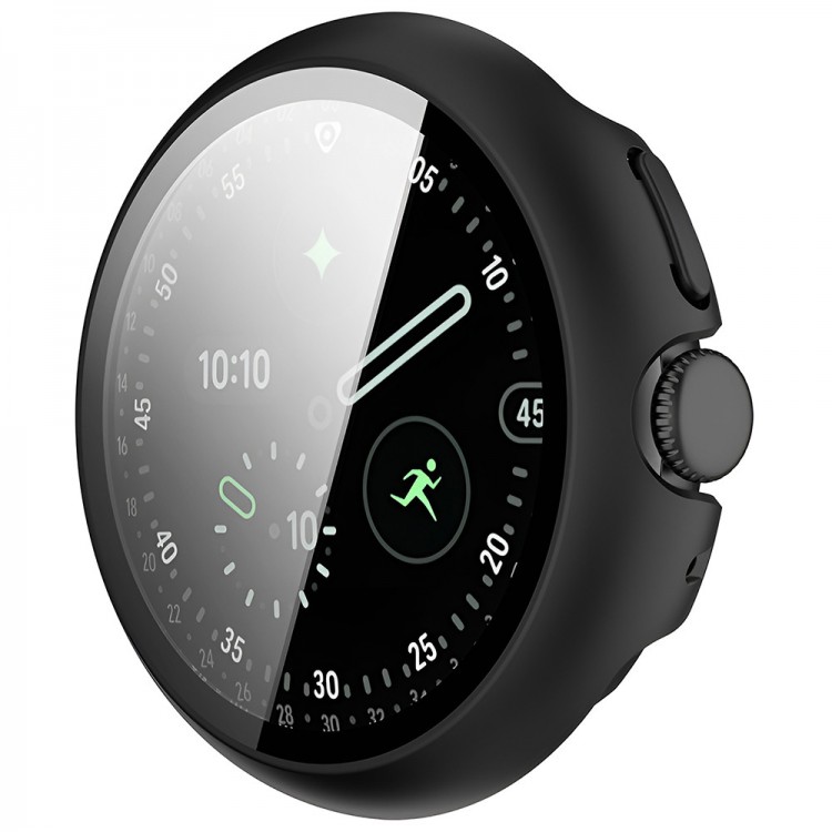Θήκη Tech Protect DEFENSE 360 Pro με Γυαλί προστασίας για Google Pixel Watch 4 - 45mm - ΜΑΥΡΟ