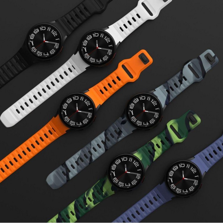 TECH PROTECT SILICONE LINE λουράκι σιλικόνης για SAMSUNG GALAXY WATCH 4 / 5 / 5 PRO / 6 / 7 / FE - MONTEGO ΜΠΛΕ