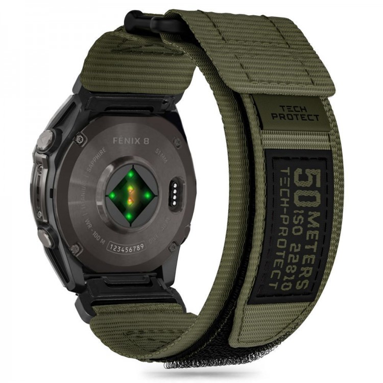 Tech Protect SCOUT PRO scratch λουράκι για GARMIN smartwatch FENIX 5 / 6 / 6 PRO / 7 / 8 (47 MM) / E - ΣΚΟΥΡΟ ΠΡΑΣΙΝΟ