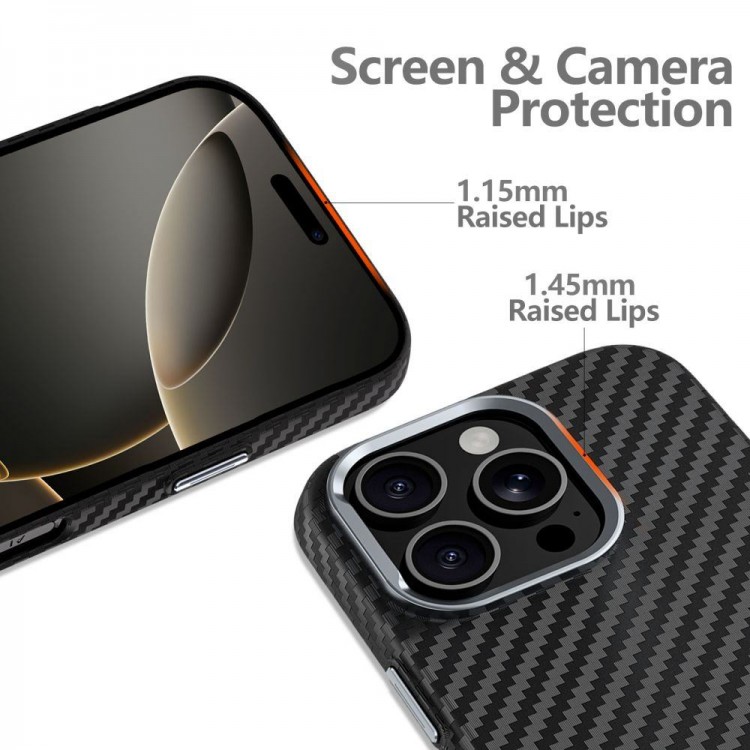 Θήκη TECH PROTECT ION CARBON MAGSAFE για APPLE IPHONE 16e 6.1 5G 2025  - ΜΑΥΡΟ/ΑΣΗΜΙ