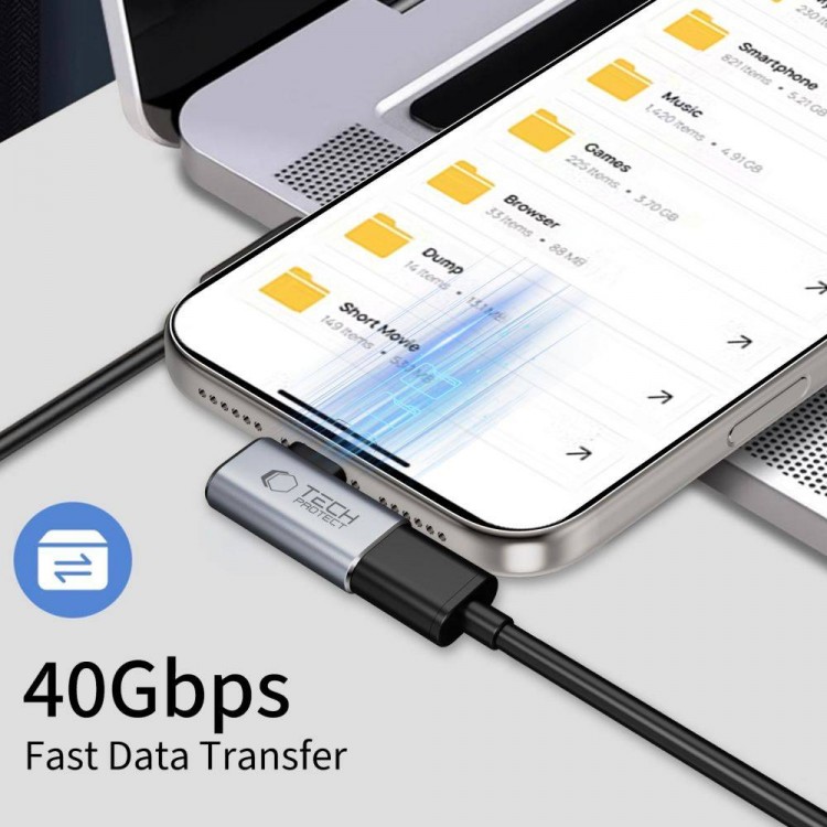 TECH PROTECT ULTRABOOST USB4 , 40Gbps, 100W ΠΡΟΣΑΡΜΟΓΕΑΣ AA01 ANGLE TYPE-C ΣΕ TYPE-C - ΜΑΥΡΟ 