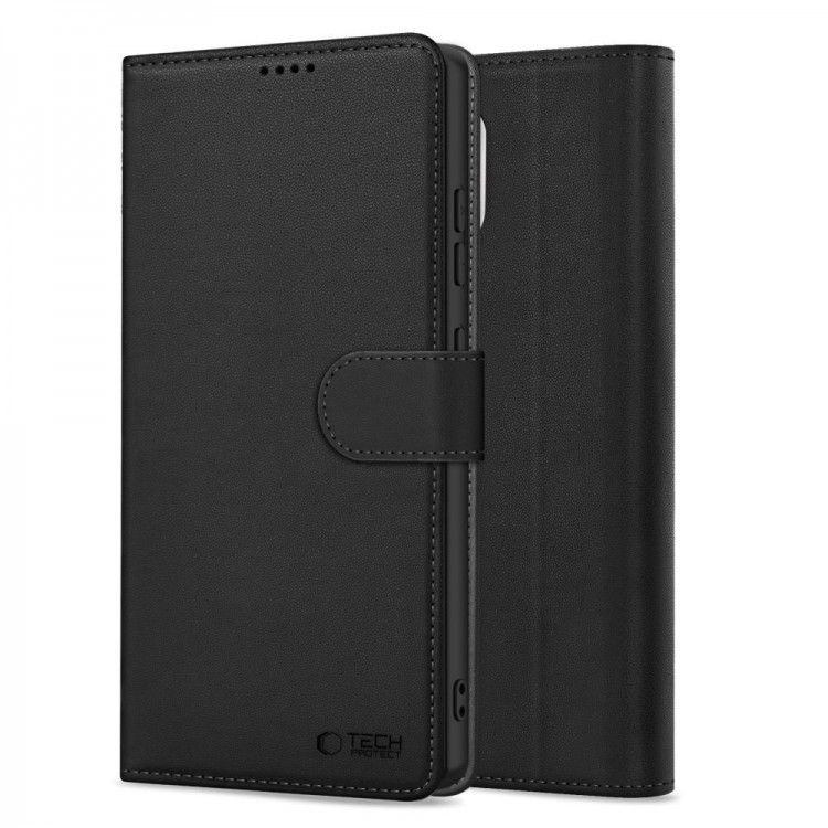 Θήκη TECH PROTECT Δερμάτινο Πορτοφόλι FOLIO για XIAOMI REDMI NOTE 14 PRO 5G / PRO+ PLUS 5G / POCO X7 5G - ΜΑΥΡΟ