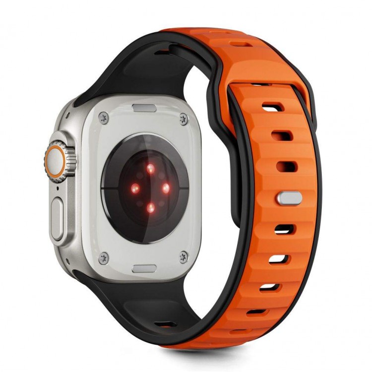TECH PROTECT Λουράκι ICONBAND LINE για APPLE WATCH 8 / 9 / 10 / 11 / SE / ULTRA (44 / 45 / 46 / 49 MM) - ΜΑΥΡΟ/ΠΟΡΤΟΚΑΛΙ