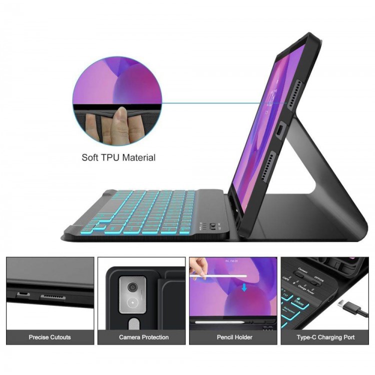 Θήκη TECH PROTECT SMARTCASE FOLIO SC PEN slot με ασύρματο BT πληκτρολόγιο και υποδοχή PENCIL για LENOVO IDEA TAB PRO / PRO MT 12.7 TB-3736 - ΜΑΥΡΟ