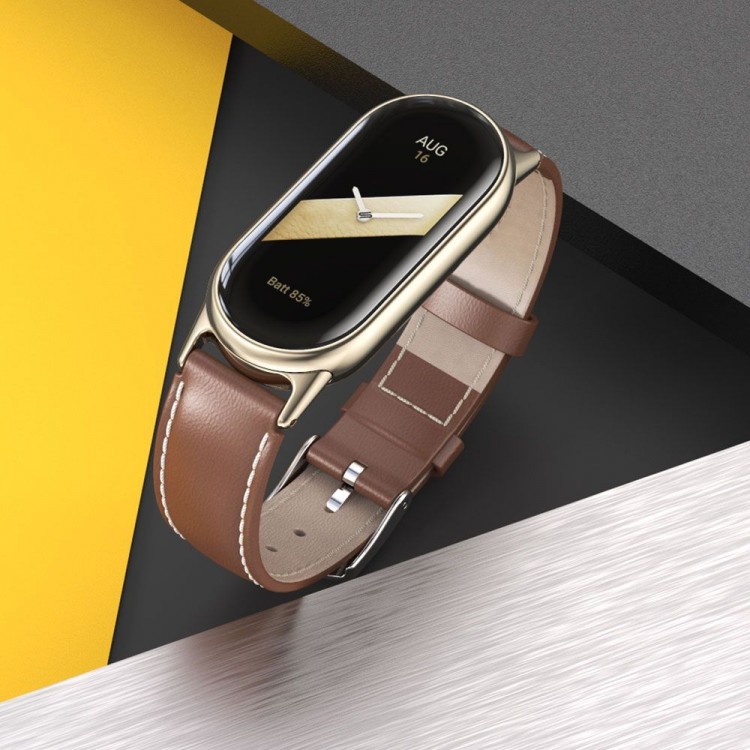 Tech Protect SMOOTH LEATHERFIT PRO λουράκι για XIAOMI MI BAND 8 / 8 NFC smartwatch - ΜΑΥΡΟ