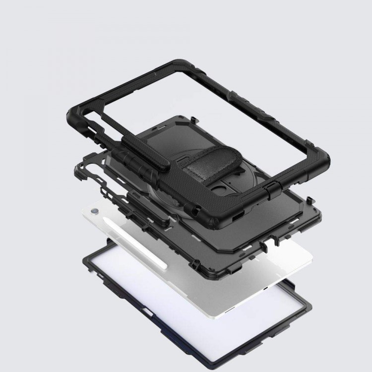 Θήκη TECH PROTECT SOLID360 ARMOR με Χειρολαβή, Βάση και Προστασία Οθόνης για SAMSUNG GALAXY Tab S10 FE+ PLUS 13.1 X620 / X626B - ΜΑΥΡΟ 