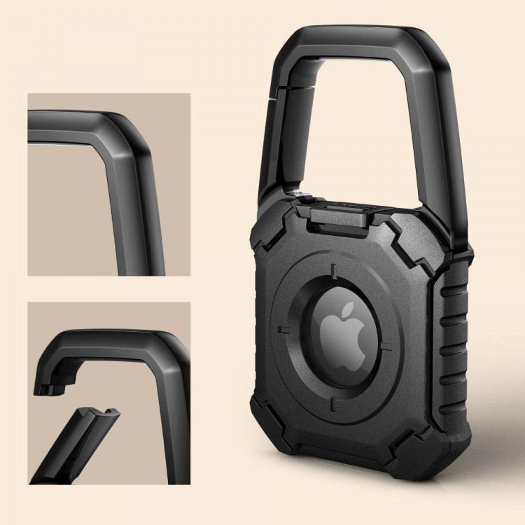 Θήκη TECH PROTECT KEVLAR Μπρελόκ με καραμπινερ για APPLE AIRTAG 1/2 - ΜΑΥΡΟ