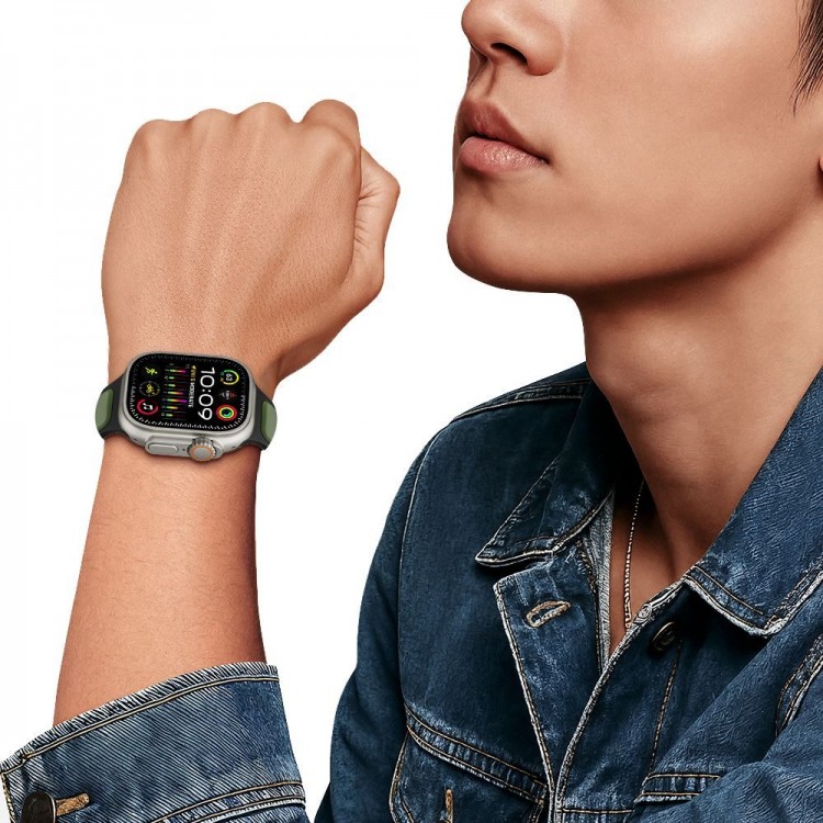 TECH PROTECT Λουράκι ICONBAND LINE για APPLE WATCH 8 / 9 / 10 / 11 / SE / ULTRA (44 / 45 / 46 / 49 MM) - ΜΑΥΡΟ/ΠΟΡΤΟΚΑΛΙ