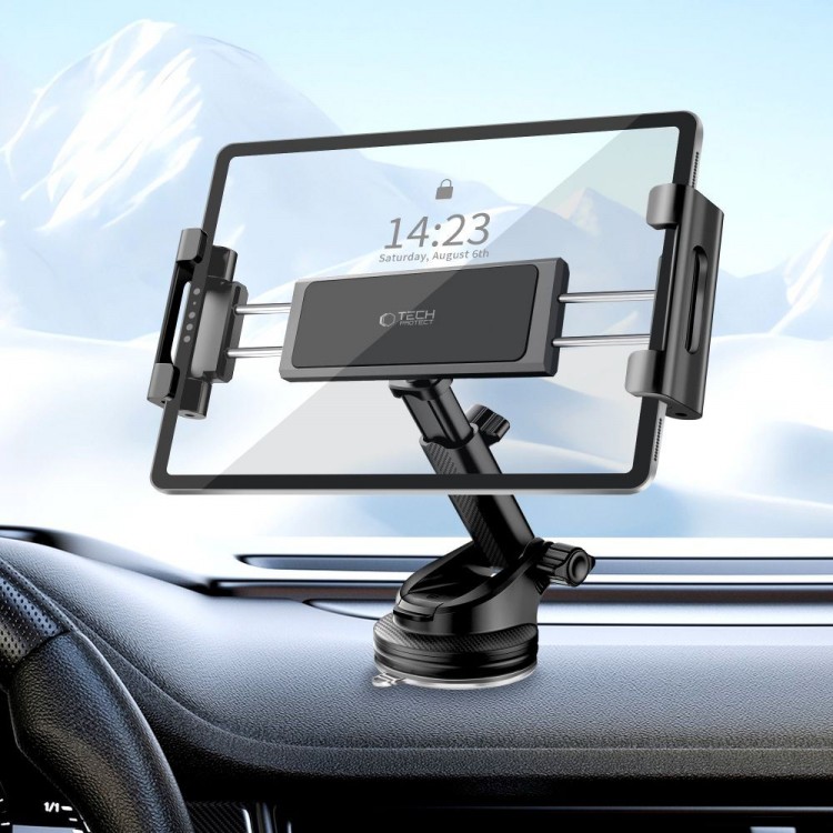 TECH PROTECT UNIVERSAL Βάση στήριξης αυτοκινήτου WINDSHIELD & DASHBOARD για TABLET V4 - ΜΑΥΡΟ