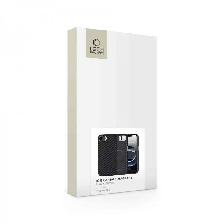 Θήκη TECH PROTECT ION CARBON MAGSAFE για APPLE IPHONE 16e 6.1 5G 2025  - ΜΑΥΡΟ/ΑΣΗΜΙ