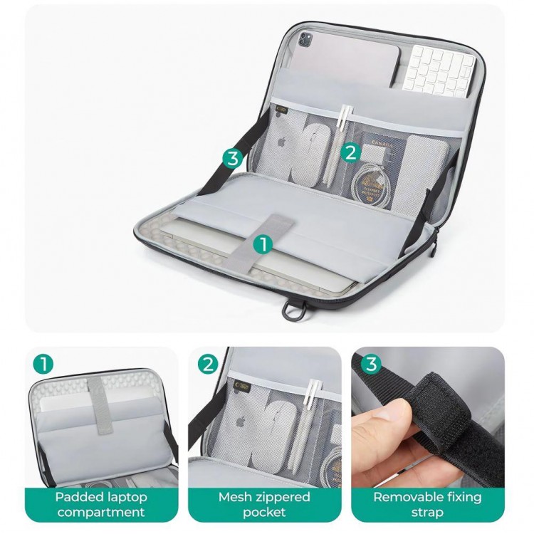 TECH PROTECT Τσάντα μεταφοράς RANGER-X TACTICAL Weatherproof UNIVERSAL για Macbook 13-14, Notebooks 13-14 and Tablets 13/14 - ΜΑΥΡΟ