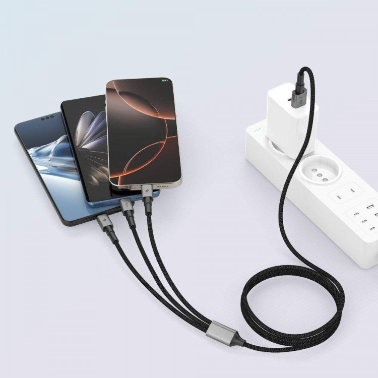TECH PROTECT Καλώδιο ULTRABOOST DNA 3σε1 LIGHTNING & TYPE-C & MICRO-USB CABLE 3A - 1.20εκ. - IRON ΓΚΡΙ