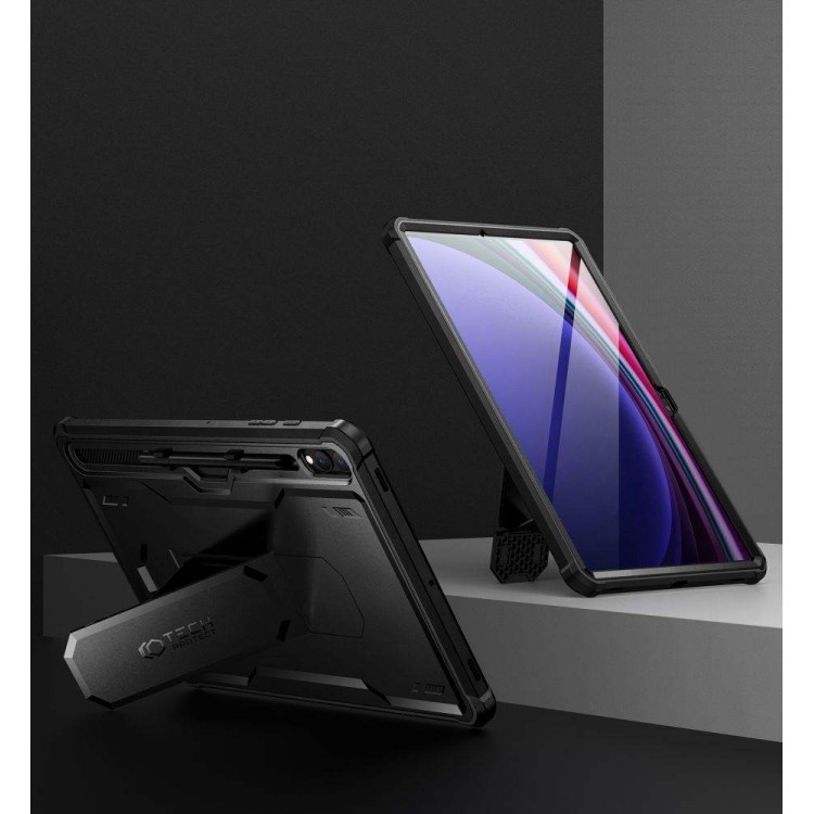 Θήκη TECH PROTECT KEVLAR PRO με Προστασία οθόνης για Samsung GALAXY TAB S9+ PLUS / S10+ PLUS 12.4 (X810 / X816B / X826B) - ΜΑΥΡΟ