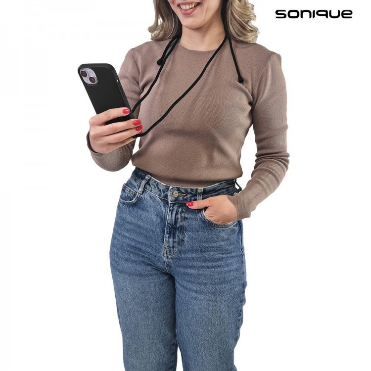 Θήκη TECH PROTECT SONIQUE CarryHang Σιλικόνης με κορδόνι λαιμού/ώμου για Xiaomi Redmi Note 13 Pro 5G, Poco X6 5G - Μαύρο