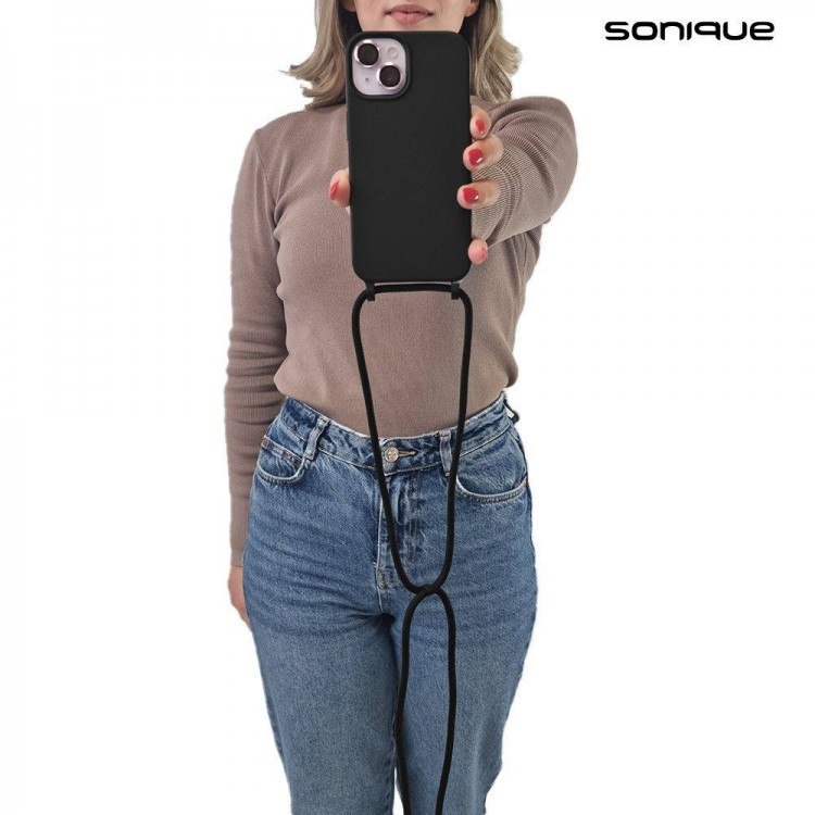 Θήκη TECH PROTECT SONIQUE CarryHang Σιλικόνης με κορδόνι λαιμού/ώμου για Xiaomi Redmi Note 13 Pro 5G, Poco X6 5G - Μαύρο