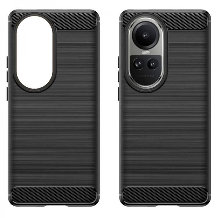 Θήκη TECH PROTECT CARBON Silicone για Oppo Reno 10 / Reno10 Pro - ΜΑΥΡΟ