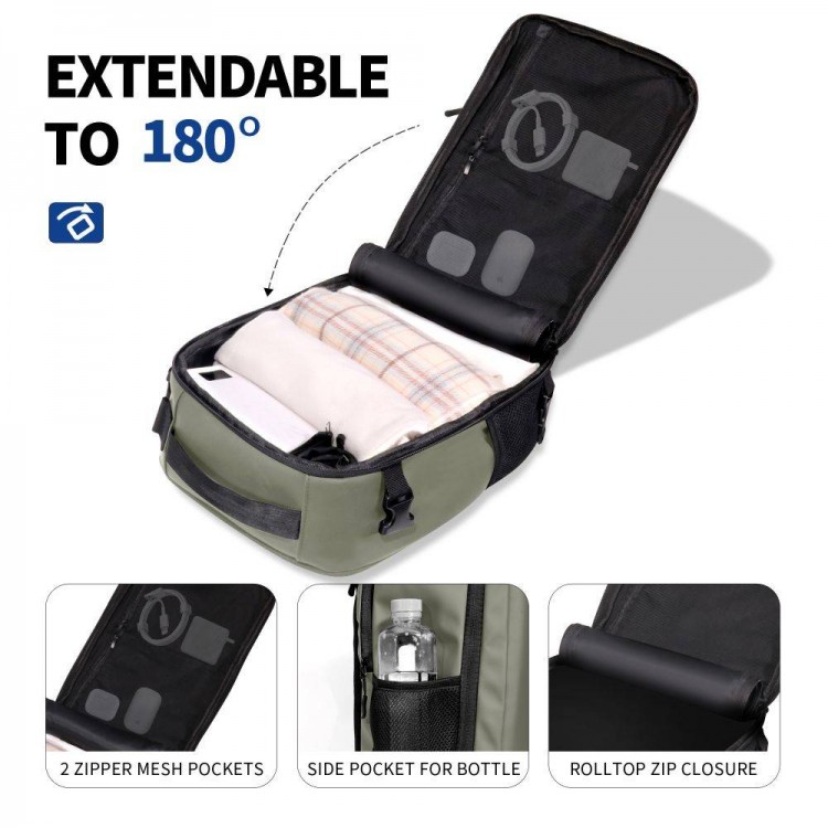 TECH PROTECT Σακιδιο Πλάτης 20L , DEFENDER S50 για RYANAIR & WIZZAIR TRAVEL, LAPTOP σε καμπίνα 40x20x25 - ΧΑΚΙ ΠΡΑΣΙΝΟ