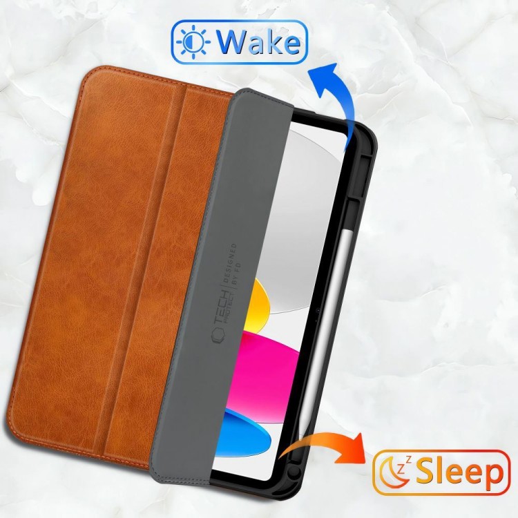 Θήκη TECH PROTECT FLEECE SC PEN SMARTCASE FOLIO για Apple IPAD 10.9” 10 / 2022 / 11” 11 / 2025 - ΚΑΦΕ ΜΑΥΡΟ