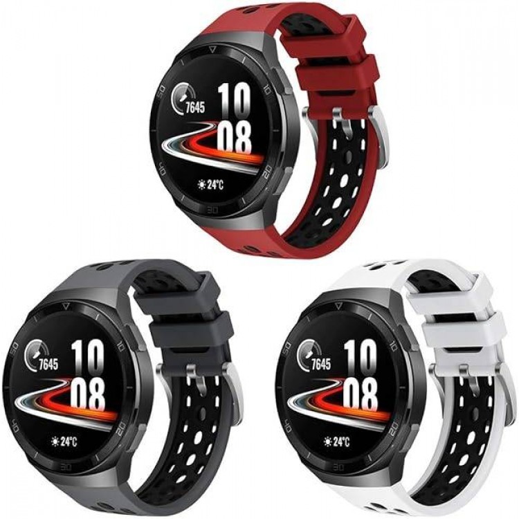 Tech Protect Bi-Color SILICONE λουράκι για Huawei Watch GT2e 46MM - ΛΕΥΚΟ ΜΑΥΡΟ
