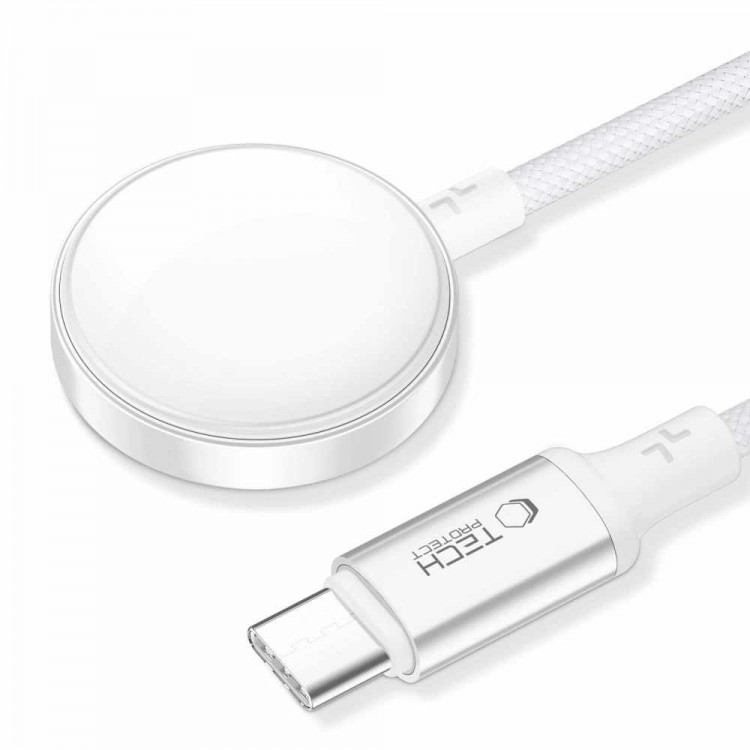 Tech Protect Ultraboost USB-C Μαγνητικό καλώδιο φόρτισης/Φορτιστής 1.0μ. για Apple Watch Series - ΛΕΥΚΟ - MC02