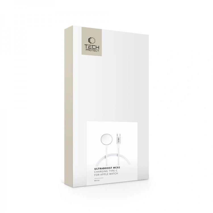Tech Protect Ultraboost USB-C Μαγνητικό καλώδιο φόρτισης/Φορτιστής 1.0μ. για Apple Watch Series - ΛΕΥΚΟ - MC02
