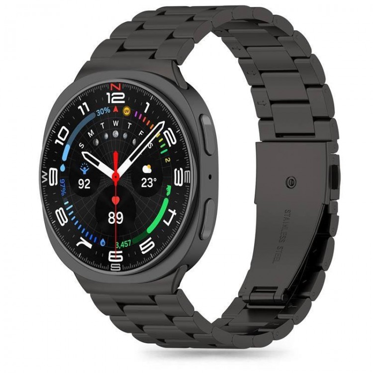 TECH PROTECT STAINLESS STEEL λουράκι μπρασελέ για SAMSUNG GALAXY WATCH 8 / CLASSIC (40 / 44 / 46 MM)  - ΜΑΥΡΟ