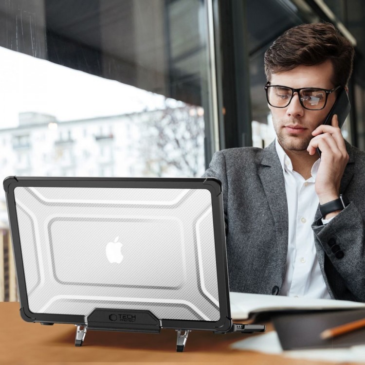 Θήκη TECH PROTECT SMARTSHELL PRO για Apple MACBOOK AIR 13 M2 / M3 / M4, 2023-2025 - ΜΑΥΡΟ/ΔΙΑΦΑΝΟ