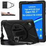 Θήκη TECH PROTECT SOLID360 HANDSTRAP, Rotating STAND για LENOVO TAB M10 10.1 2ND GEN TB-X306/TB-X306F - ΜΑΥΡΟ