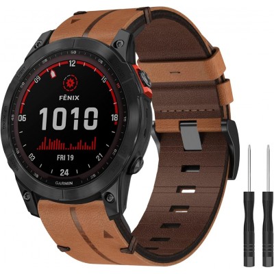 Tech Protect Δερμάτινο λουράκι BAND για GARMIN FENIX 3/5X/3HR/5X PLUS/6X/6X PRO smartwatch - ΚΑΦΕ