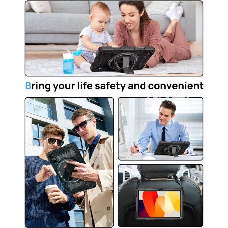 Θήκη TECH PROTECT SOLID360 με Περιμετρική Προστασία Οθόνης, Χειρολαβή, Βάση στήριξης & ιμάντα ώμου μεταφοράς για XIAOMI REDMI PAD SE 11.0 2023 - ΜΑΥΡΟ