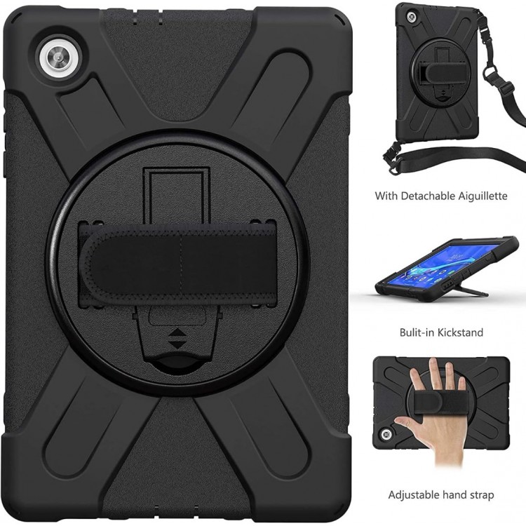 Θήκη TECH PROTECT SOLID360 HANDSTRAP, Rotating STAND για LENOVO TAB M10 10.1 2ND GEN TB-X306/TB-X306F - ΜΑΥΡΟ