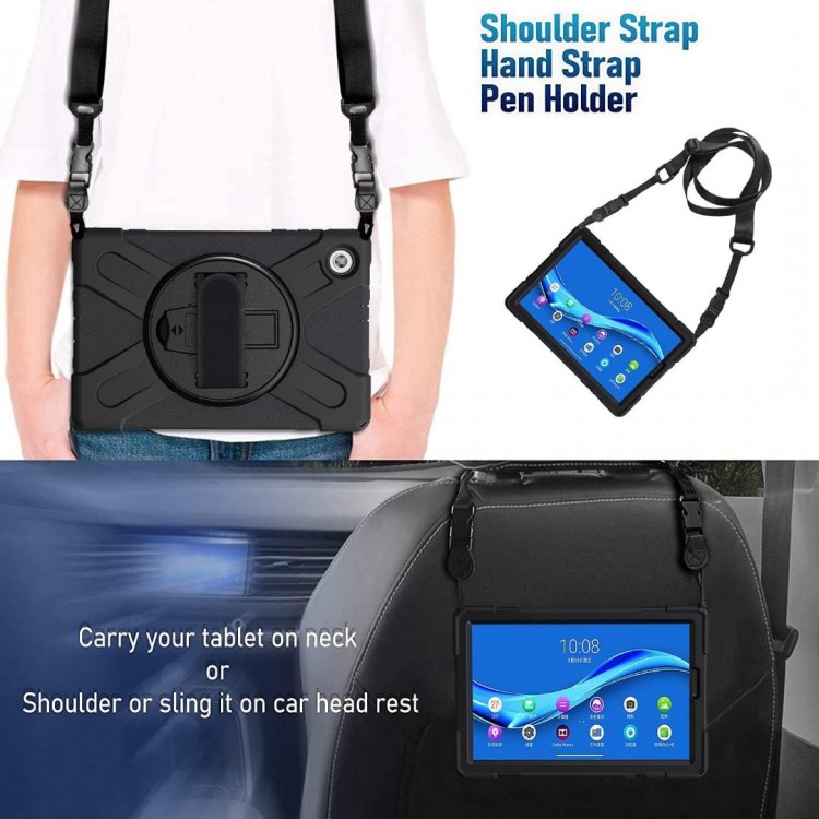 Θήκη TECH PROTECT SOLID360 HANDSTRAP, Rotating STAND για LENOVO TAB M10 10.1 2ND GEN TB-X306/TB-X306F - ΜΑΥΡΟ