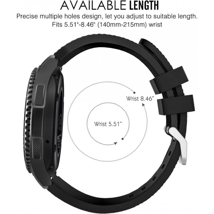 Tech Protect SMOOTHBAND λουράκι για Samsung Galaxy Watch 46mm, Watch 3 45 mm, Gear S3 Frontier/Gear S3 Classic/Huawei Watch GT / GT 2 / GT 2e / GT 2 Pro / GT 3 (46 mm) - ΜΑΥΡΟ