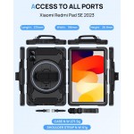 Θήκη TECH PROTECT SOLID360 με Περιμετρική Προστασία Οθόνης, Χειρολαβή, Βάση στήριξης & ιμάντα ώμου μεταφοράς για XIAOMI REDMI PAD SE 11.0 2023 - ΜΑΥΡΟ