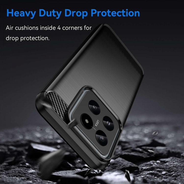 Θήκη TECH PROTECT CARBON Silicone για Xiaomi 14 Pro - ΜΑΥΡΟ