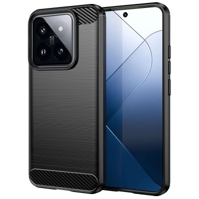 Θήκη TECH PROTECT CARBON Silicone για Xiaomi 14 Pro - ΜΑΥΡΟ