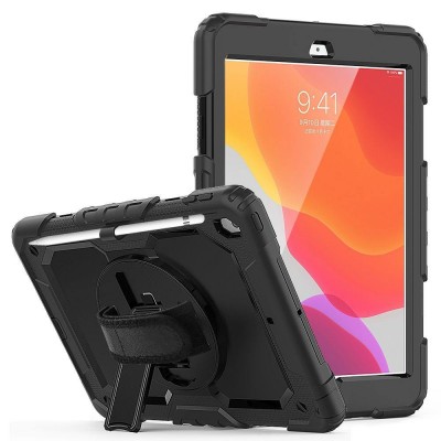 Case TECH PROTECT SOLID360 with Screen Protector, HANDSTRAP and STAND for Apple iPad 10.2 2019 / 2020 / 2021 - BLACK