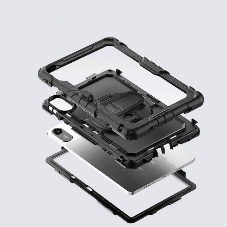 Θήκη TECH PROTECT SOLID360 με Προστασία Οθόνης, Χειρολαβή, Βάση στήριξης & ιμάντα ώμου μεταφοράς για XIAOMI REDMI PAD 2 11.0 2025 - ΜΑΥΡΟ