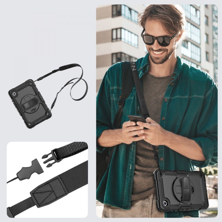 Θήκη TECH PROTECT SOLID360 ARMOR με Χειρολαβή, Βάση και Προστασία Οθόνης για SAMSUNG GALAXY Tab A9/ A11 8.7 (X110 / X115 / X133 / X135)  - ΜΑΥΡΟ 