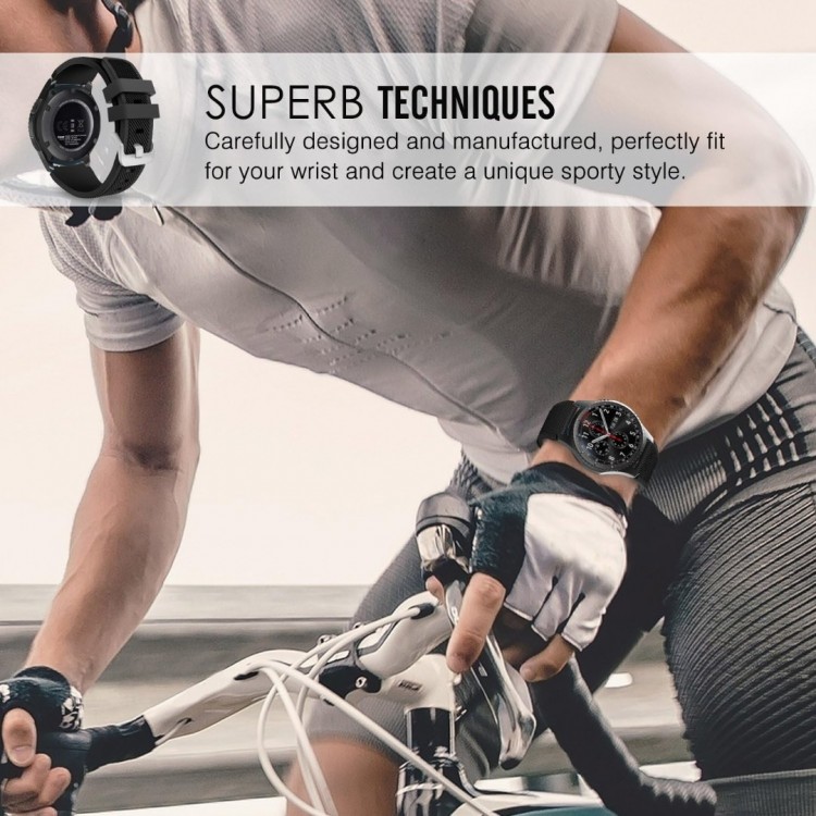 Tech Protect SMOOTHBAND λουράκι για Samsung Galaxy Watch 46mm, Watch 3 45 mm, Gear S3 Frontier/Gear S3 Classic/Huawei Watch GT / GT 2 / GT 2e / GT 2 Pro / GT 3 (46 mm) - ΜΑΥΡΟ