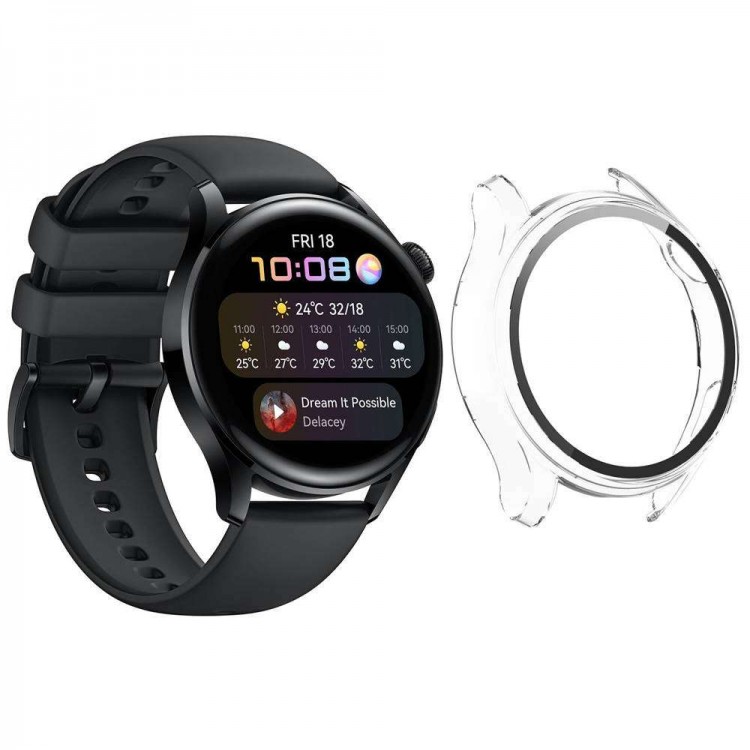 Θήκη Tech Protect DEFENSE Frame με προστασία οθόνης για Huawei Watch GT 2 42mm - ΔΙΑΦΑΝΟ